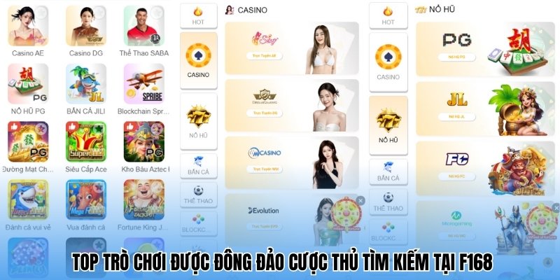 Top siêu phẩm được đông đảo cược thủ tìm kiếm tại F168